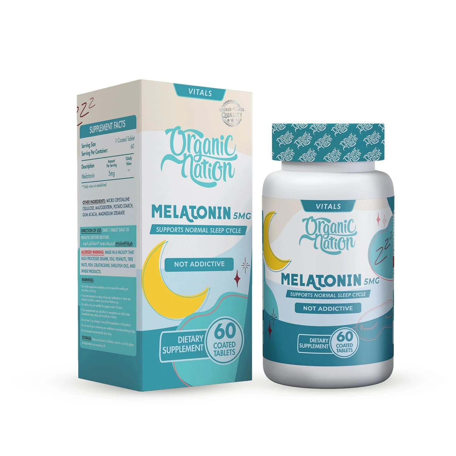 ORGANIC NATION MELATONIN 5 MG 60 TAB